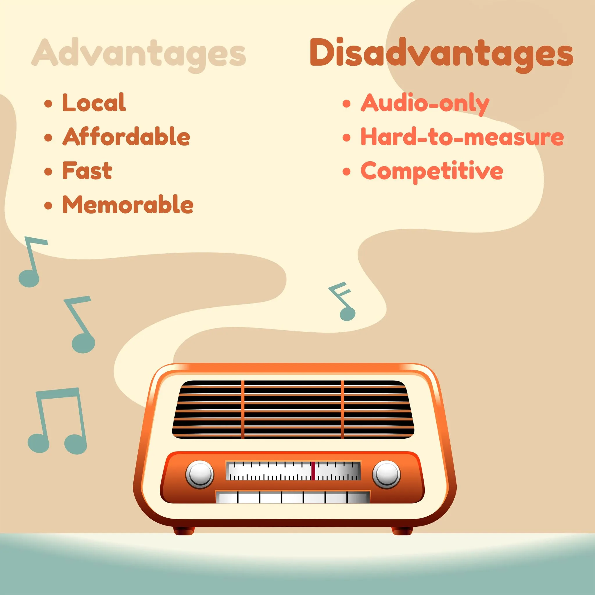 advantages and disadvantages of radio ads